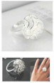 Silver-tone Rose Design Cocktail Ring - Adjustable